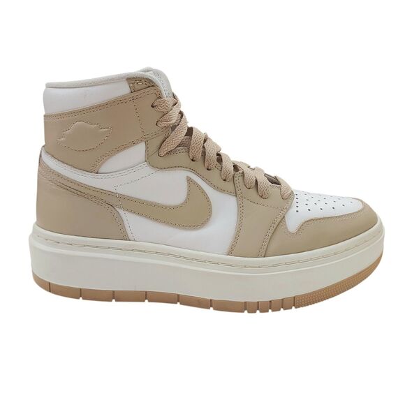 Nike Air Jordan 1 Elevate High White Tan Womens 10 Platform Side Zip Comfortable - Picture 1 of 12